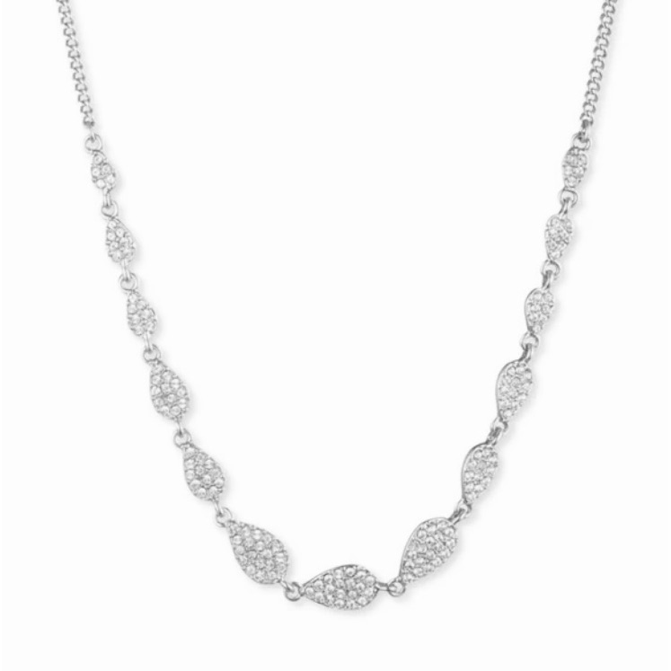 Givenchy Pav Pear Shape Silver Necklace.